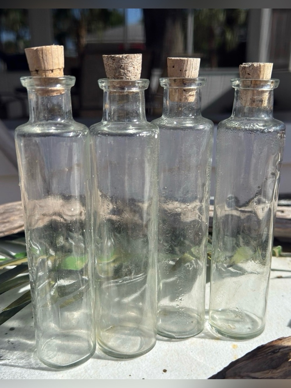 Clear Glass Apothecary Bottles with Cork Tops - Set of 4